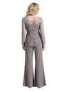 Trendy Women Chiffon And Lace long Sleeves Jumpsuit For Mother Of The Bride