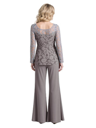 Elegant Chiffon And Lace long Sleeves Jumpsuit For Mother Of The Bride
