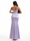 Elegant Spaghetti Straps V-Neck Boning Side Slit Mermaid Silky Satin Long Formal Dresses