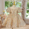 Shiny Bling Flower Girl Dresses For Wedding Lace Applique Baby Birthday Party Dress Girls