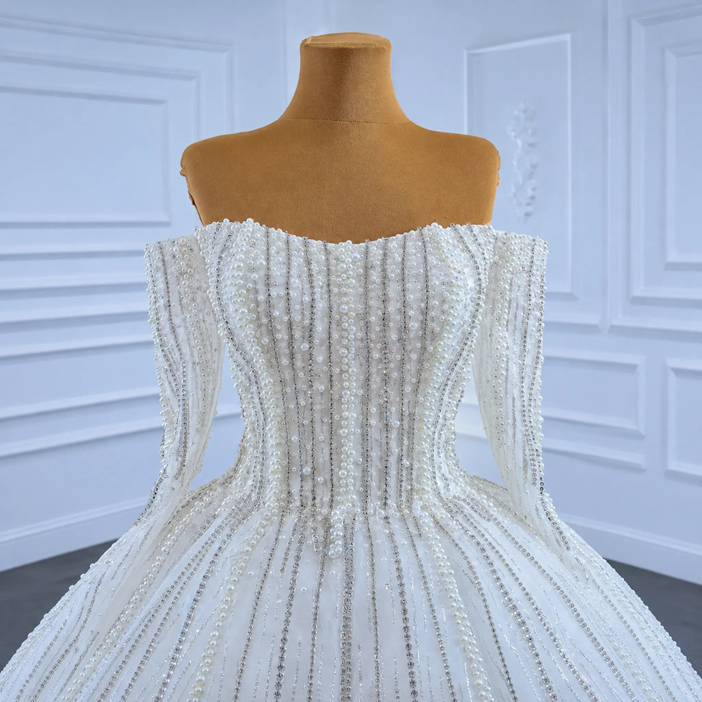 ChicSew Luxurious Off Shoulder A-Line Ball Gown Wedding Dress With Beading