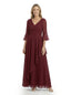ChicSew V-Neck 3/4 Sleeves Ruffle Overlay Layered Chiffon Floor-Length Casual Mother of the Bride Dresses