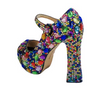 Women's Wedding Shoes Colorful Crystal High Heel Decorative Heel Bridal Shoes,H33