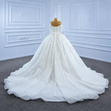 ChicSew Luxurious Off Shoulder A-Line Ball Gown Wedding Dress With Beading