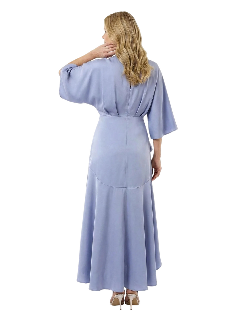 Chicsew Unique V-Neck A-Line 3/4 Sleeves Satin Mother Of The Groom Dresses