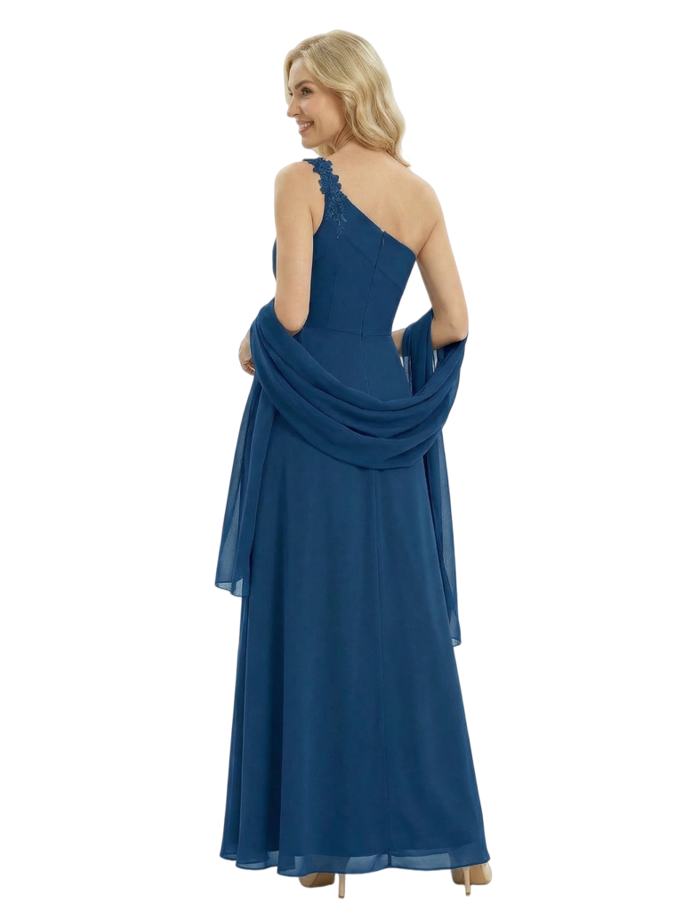 Elegant One Shoulder Lace Appliques Floor-Length Mother of The Bride Dresses