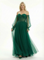 Elegant Lace Up Back Tulle A-line Corset Prom Gowns with Sheer Sleeves
