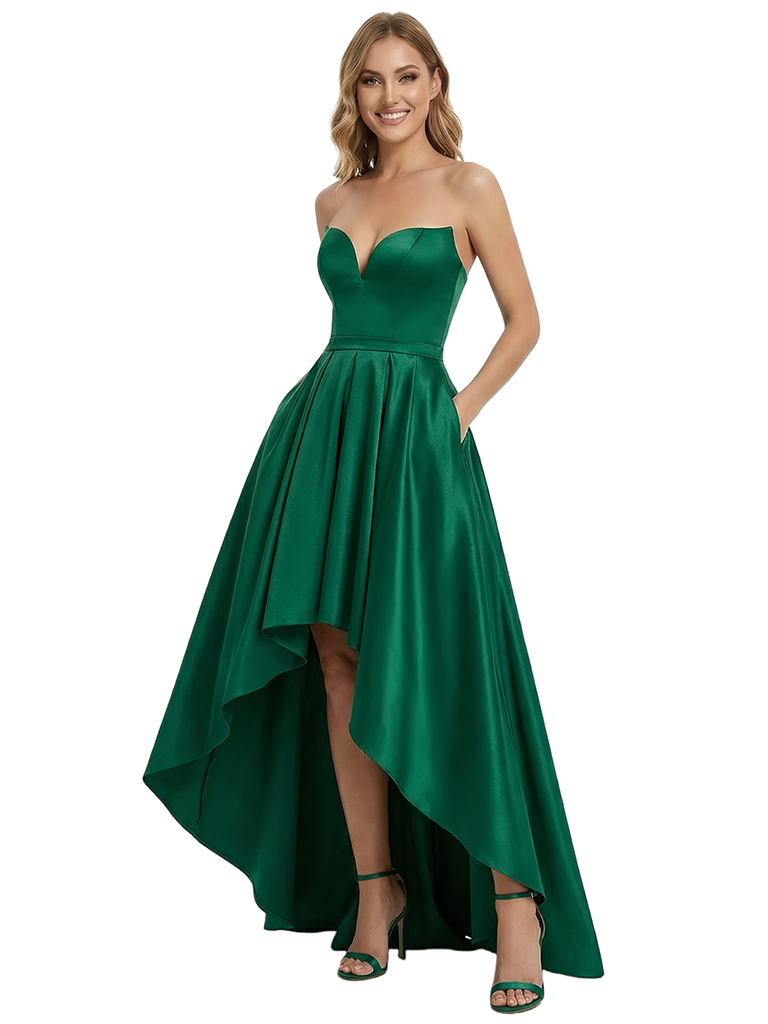ChicSew Classy Sweetheart Strapless High-Low Formal Prom Gowns