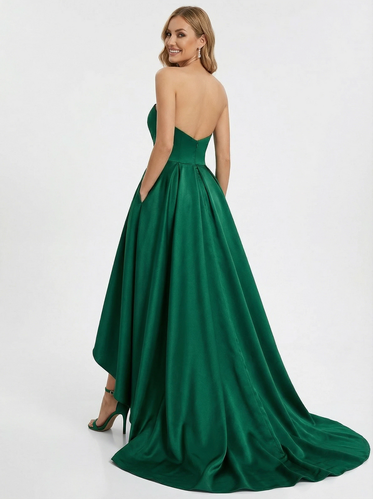 Classy Sweetheart Strapless High-Low Formal Prom Gowns