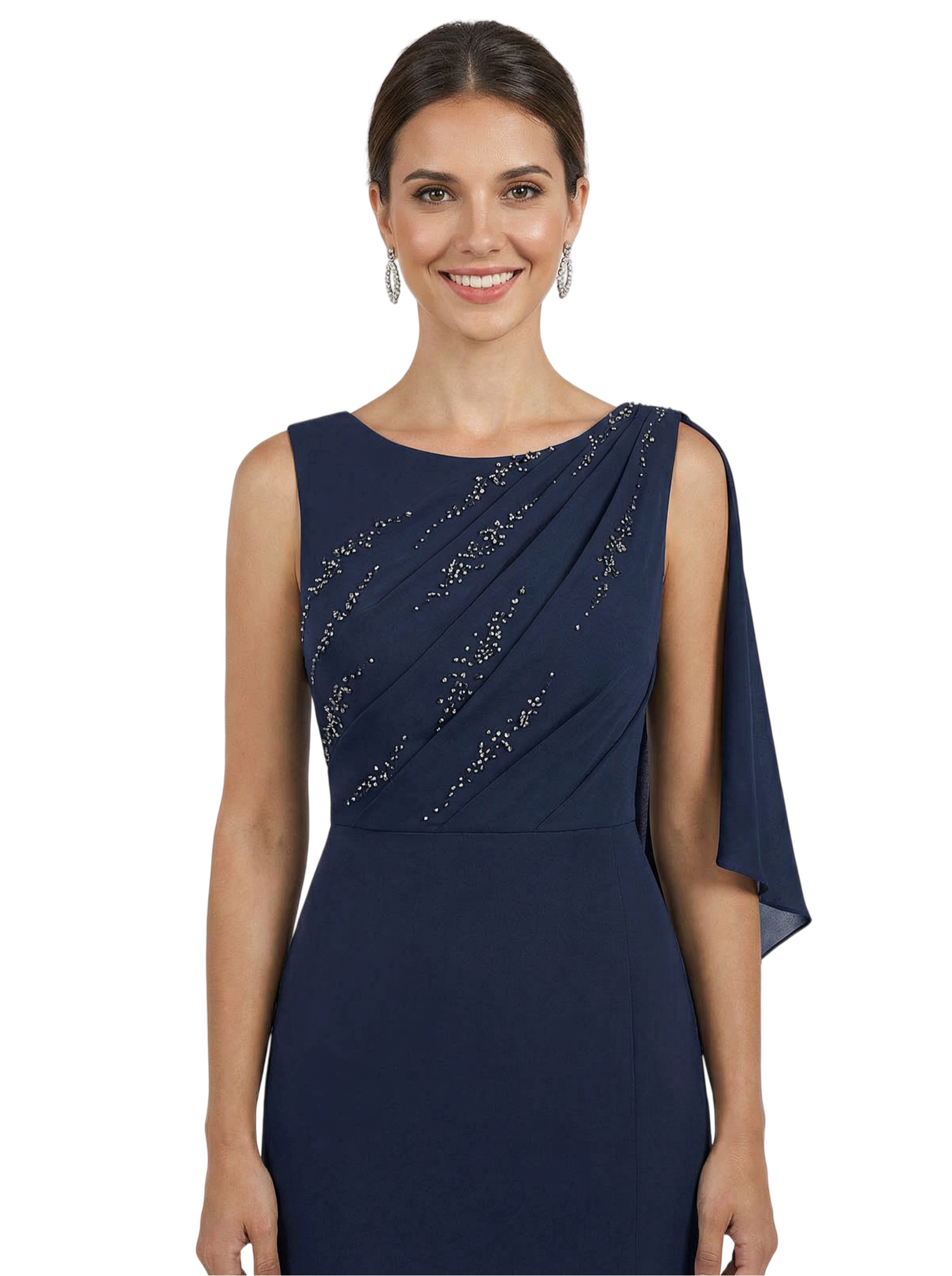 Chicsew Sexy Scoop Sleeveless Side Slit Beaded Floor Length Mermaid Mother Of The Groom Dress