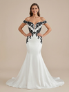 Mermaid Off Shoulder Sweetheart Maxi Long Satin Wedding Dresses Online