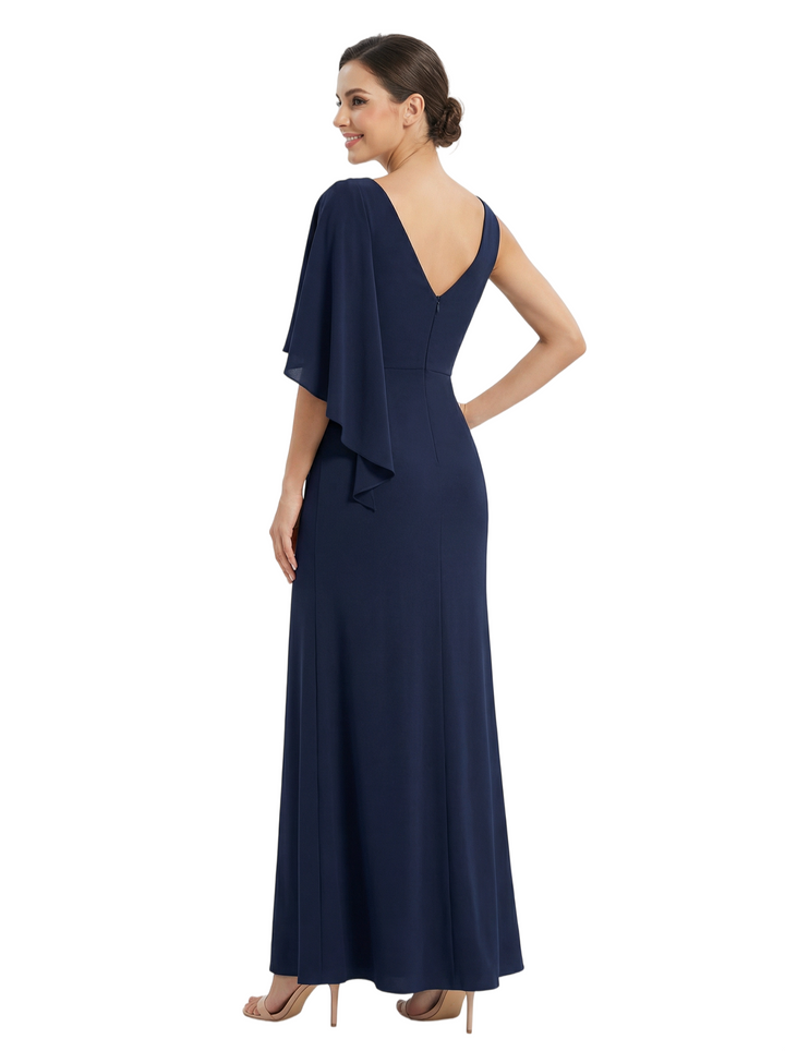 Chicsew Sexy Scoop Sleeveless Side Slit Beaded Floor Length Mermaid Mother Of The Groom Dress
