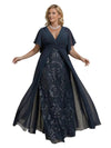 Elegant Chiffon V-Neck Bell Sleeves A-line Mother of The Bride Dresses