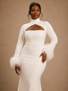 ChicSew Elegant Fancy Crepe High Neck Long Sleeves Mermaid Long Wedding Dress