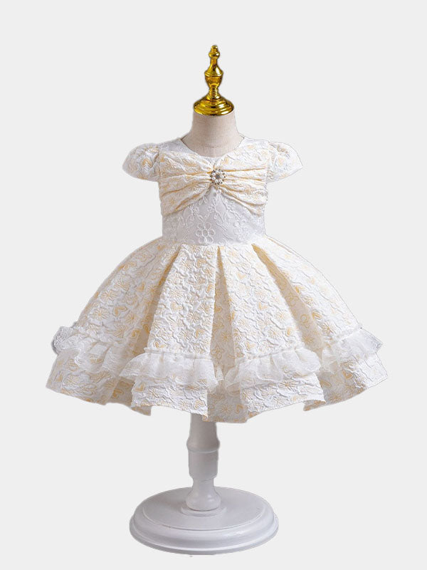 Lace Satin Flower Girls Dress Cute Princess Gown for Wedding Kids Tutu Dresses