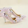 Women's Wedding Shoes Pointed Toe Crystal High Heel Decorative Heel Bridal Shoes,H34