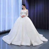 ChicSew Luxurious Off Shoulder Beaded Ball Gown Wedding Dress With Sequin