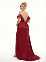 Stunning Off The Shoulder Beaded Satin Corset Prom Dress With Waist Drape