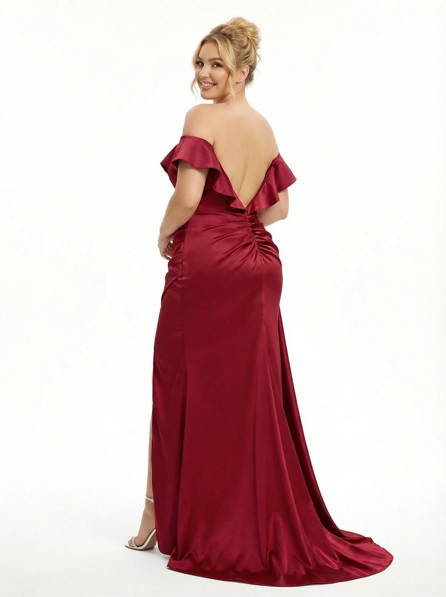 Stunning Off The Shoulder Beaded Satin Corset Prom Dress With Waist Drape