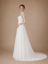 ChicSew Classy High Neck Long Sleeves Lace Chiffon A-Line Maxi Wedding Dress