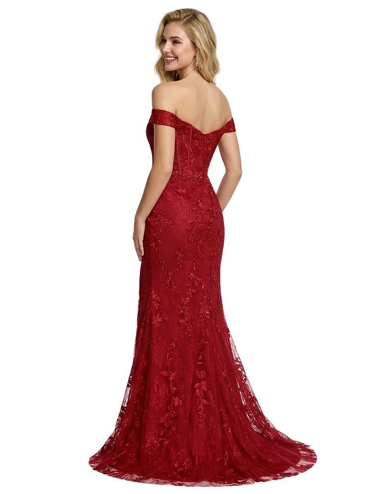 ChicSew Classy Off The Shoulder Prom Dress Lace Corset Mermaid Formal Prom Dresses