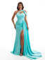 Sexy One Shoulder Mermaid Side Slit Soft Satin Maxi Bridesmaid Dresses Online