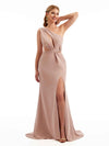 Sexy Side Split One Shoulder Stretch Crepe Long Mermaid Bridesmaid Dresses Online