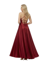 Elegant Spaghetti Straps Ruched High-Low Asymmetric Satin Prom Gown