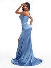 Sexy Mermaid One Shoulder Side Slit Soft Satin Long Bridesmaid Dresses Online