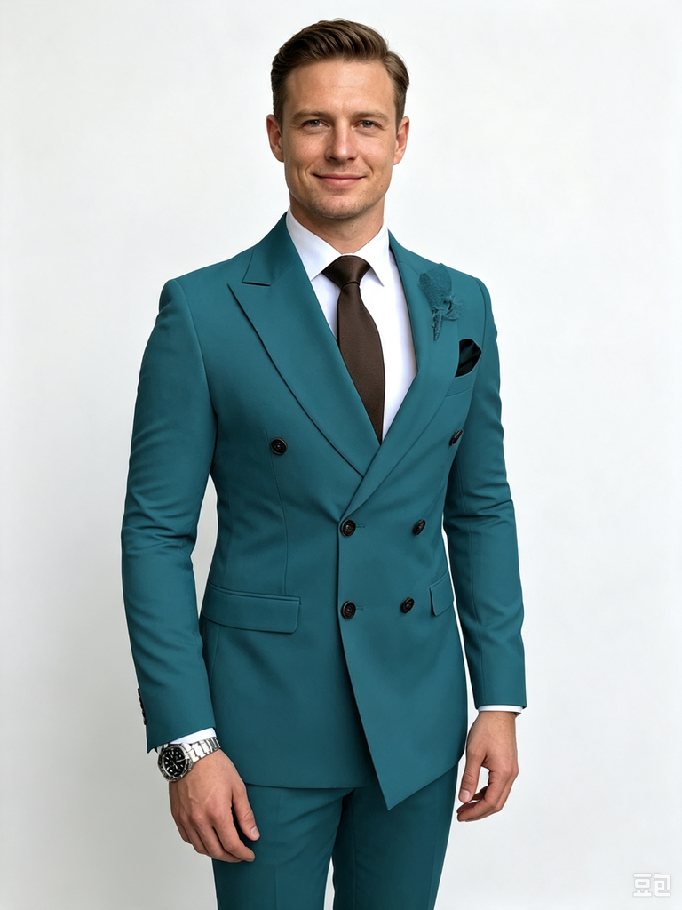 Classic 2 Piece Jade Men's Suit with Regular Fit and Sophisticated Peak Lapel