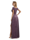 Winter Short Sleeves Velvet Long Bridesmaid Dresses