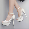 Women's Wedding Shoes 12 CM Lace High Heel Bridal Shoes,H35