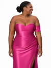 ChicSew Simple Sweetheart Off The Shoulder Side Slit Mermaid Soft Satin Long Bridesmaid Dresses