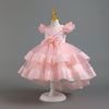 Luxury Princess Flower Girls Dress with Train Cute Gown for Wedding Kids Tutu Dresses