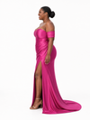 ChicSew Simple Sweetheart Off The Shoulder Side Slit Mermaid Soft Satin Long Bridesmaid Dresses