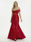 Saprkly Beaded Mermaid Cold Shoulder Satin Evening Gown