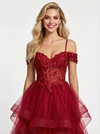 Romantic Lace Corset A Line Tiered Tulle Prom Gown