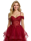 ChicSew Beautiful Lace Corset Cold Shoulder Ruched A-Line Long Prom Dress