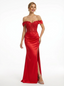 Elegant Off the Shoulder Satin Mermaid Prom Dress with Slit