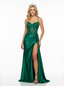 Stunning Mermaid Satin Pleated Corset Prom Dress with Slit