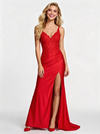 Sexy Mermaid Lace Applique Satin Prom Dress with Slit