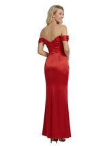 ChicSew Elegant Off the Shoulder Ruched Satin Mermaid Prom Dress