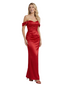 ChicSew Elegant Off the Shoulder Ruched Satin Mermaid Prom Dress