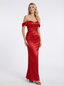 Elegant Satin Off the Shoulder Pleated Mermaid Prom Dress