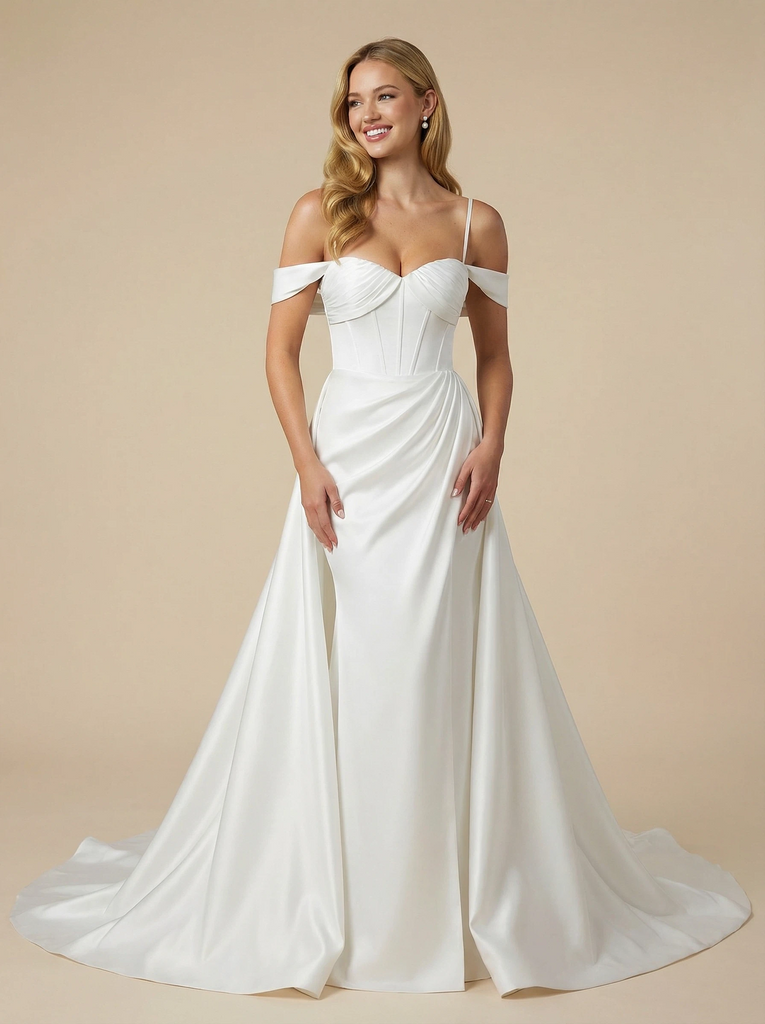 off the shoulder sweetheart mermaid wedding dress GL2591 | Sweetheart Off Shoulder Mermaid Wedding Gown