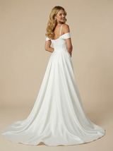 Mermaid Off Shoulder Sweetheart Maxi Long Satin Wedding Dresses With Detachable Skirt