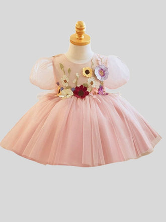 Girl's Dresses Vintage Flower Girls Dress For Wedding Evening Children Princess Party Pageant Long Gown