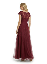 ChicSew Elegant Illusion Cap Sleeves A-Line Mother Of The Bride Gown Lace Tulle Overlay