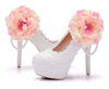 Women's Wedding Shoes Lace Shoes Beaded Flower Shoes High Heel Bridal Shoes,H36