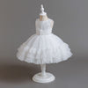 Cupcake Princess Flower Girls Dress with Train Cute Gown for Wedding Kids Tutu Dresses